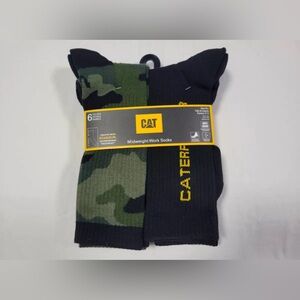 CATERPILLAR CAT Mid-Weight cushioned Work Crew Socks Camo 6 pairs